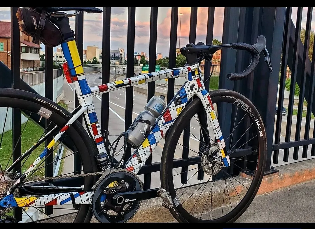 Checkered bike paint job